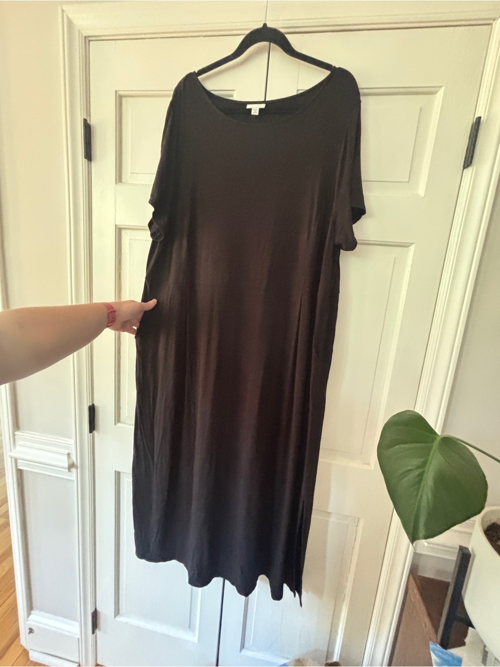 J Jill Solid Black Maxi Dress Short Sleeve Pocket Flowy Lightweight Plus Size 3X - Picture 7 of 12
